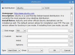 unetbootin main dialog window unetbootin main dialog window